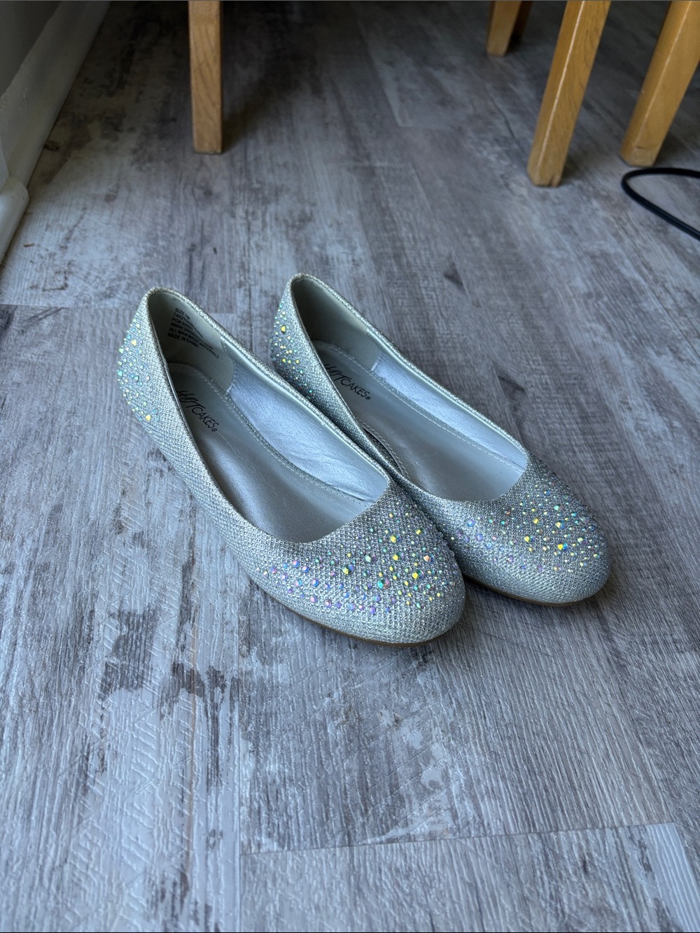 Hot Cakes Silver Rhinestone Ballet Flats